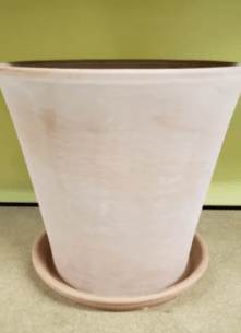 Terracotta round planter with narrowed base